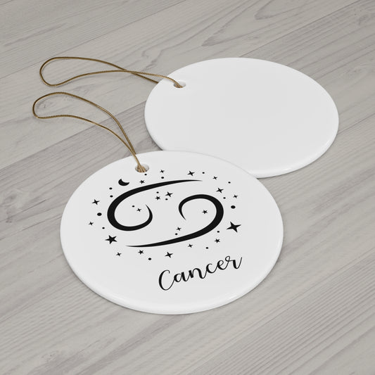 Cancer Zodiac Ceramic Ornament — Astrological Star Sign Holiday Decoration