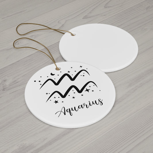 Aquarius Ceramic Ornament — Zodiac Astrology Holiday Gift