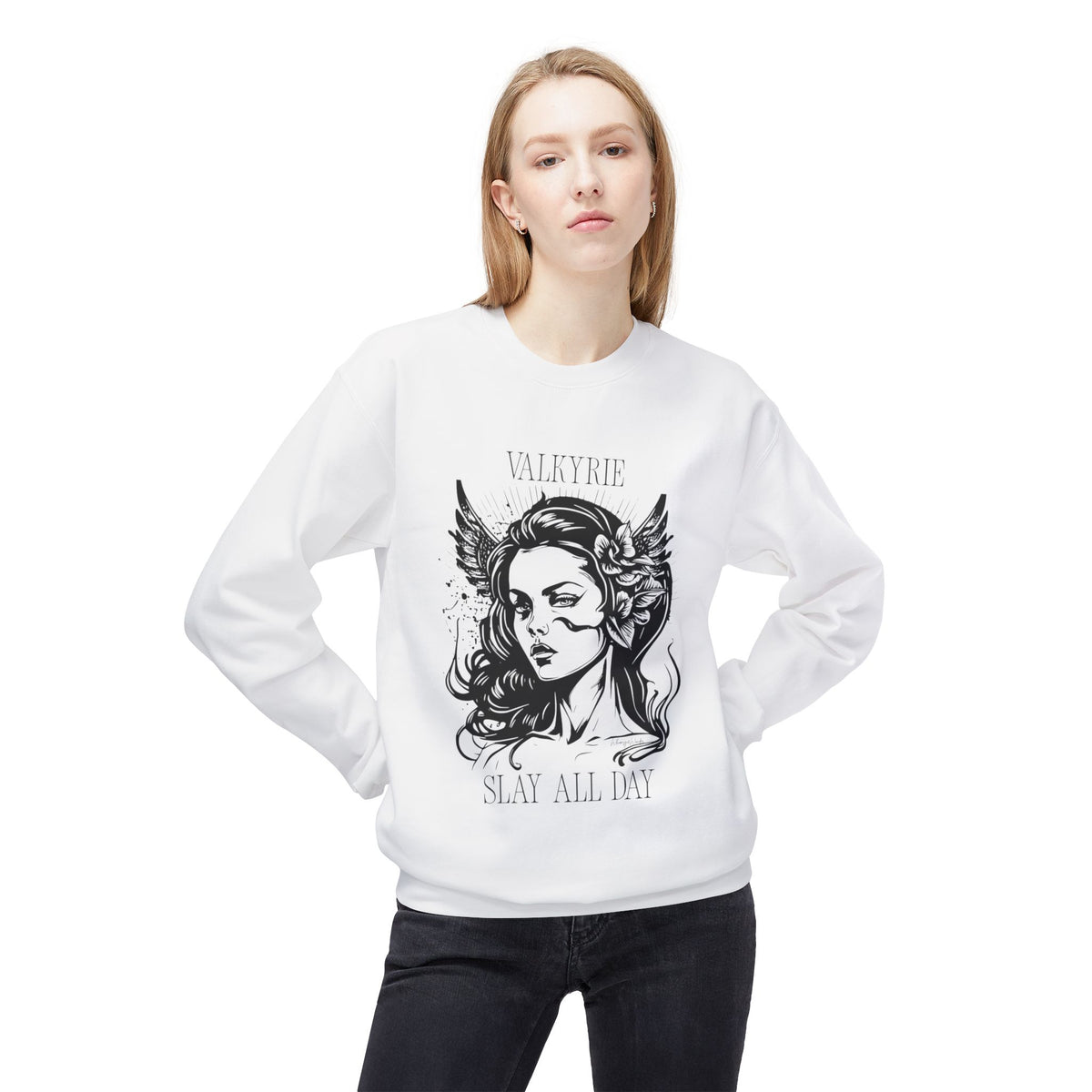 Valkyrie Slay All Day Sweatshirt | Norse Warrior Illustration