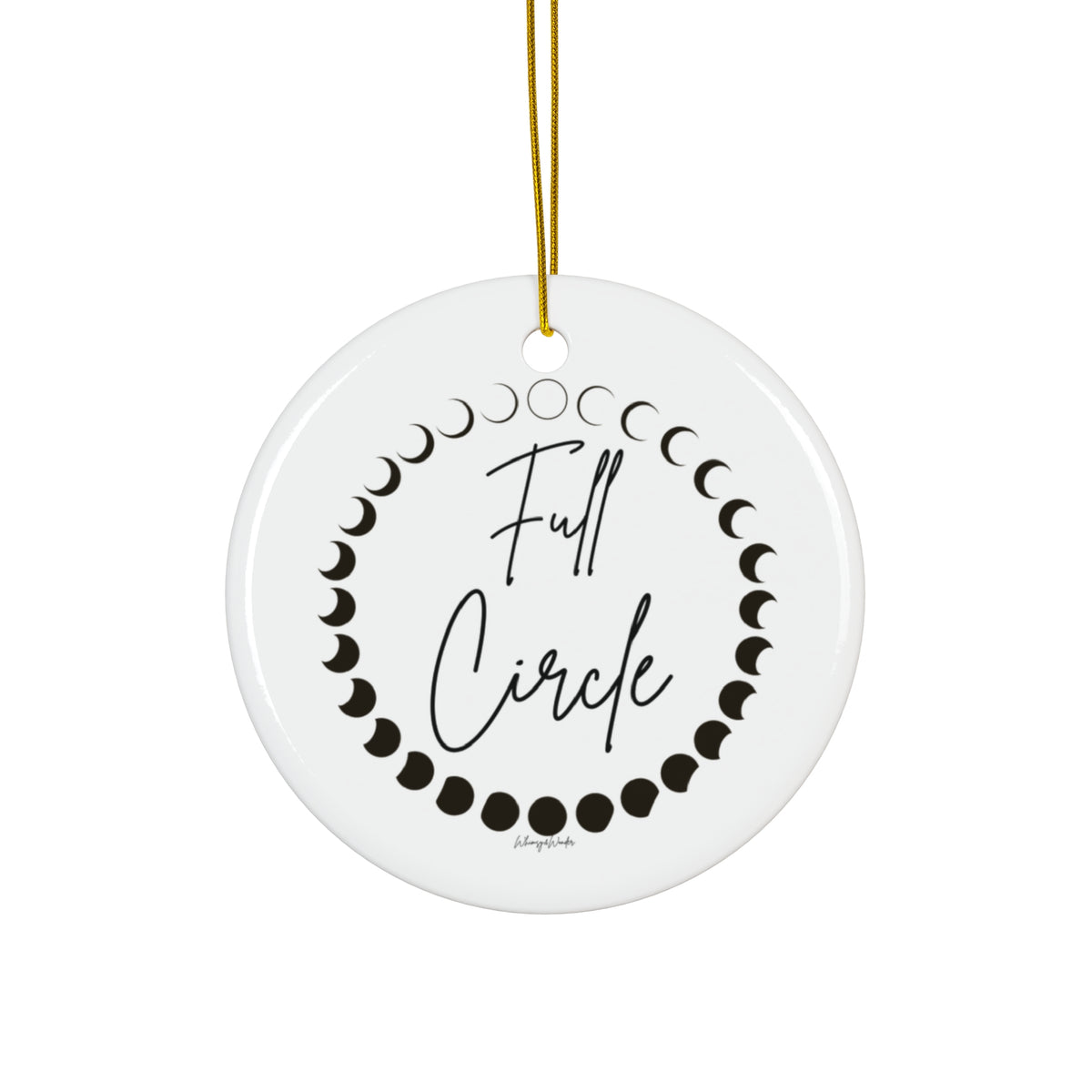 Full Circle moon phase ceramic ornament | Round Christmas ornament