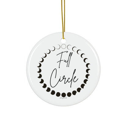 Full Circle moon phase ceramic ornament | Round Christmas ornament
