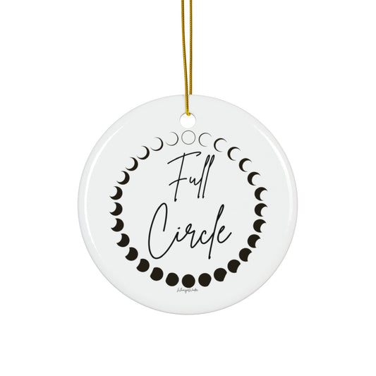 Full Circle moon phase ceramic ornament | Round Christmas ornament
