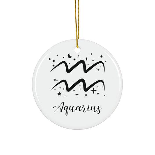 Aquarius Ceramic Ornament — Zodiac Astrology Holiday Gift