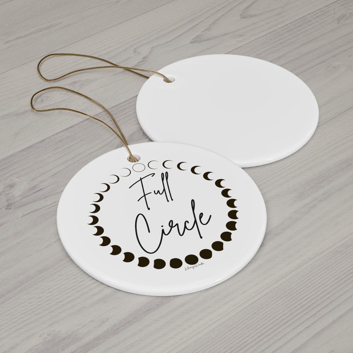 Full Circle moon phase ceramic ornament | Round Christmas ornament