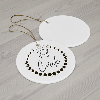 Full Circle moon phase ceramic ornament | Round Christmas ornament