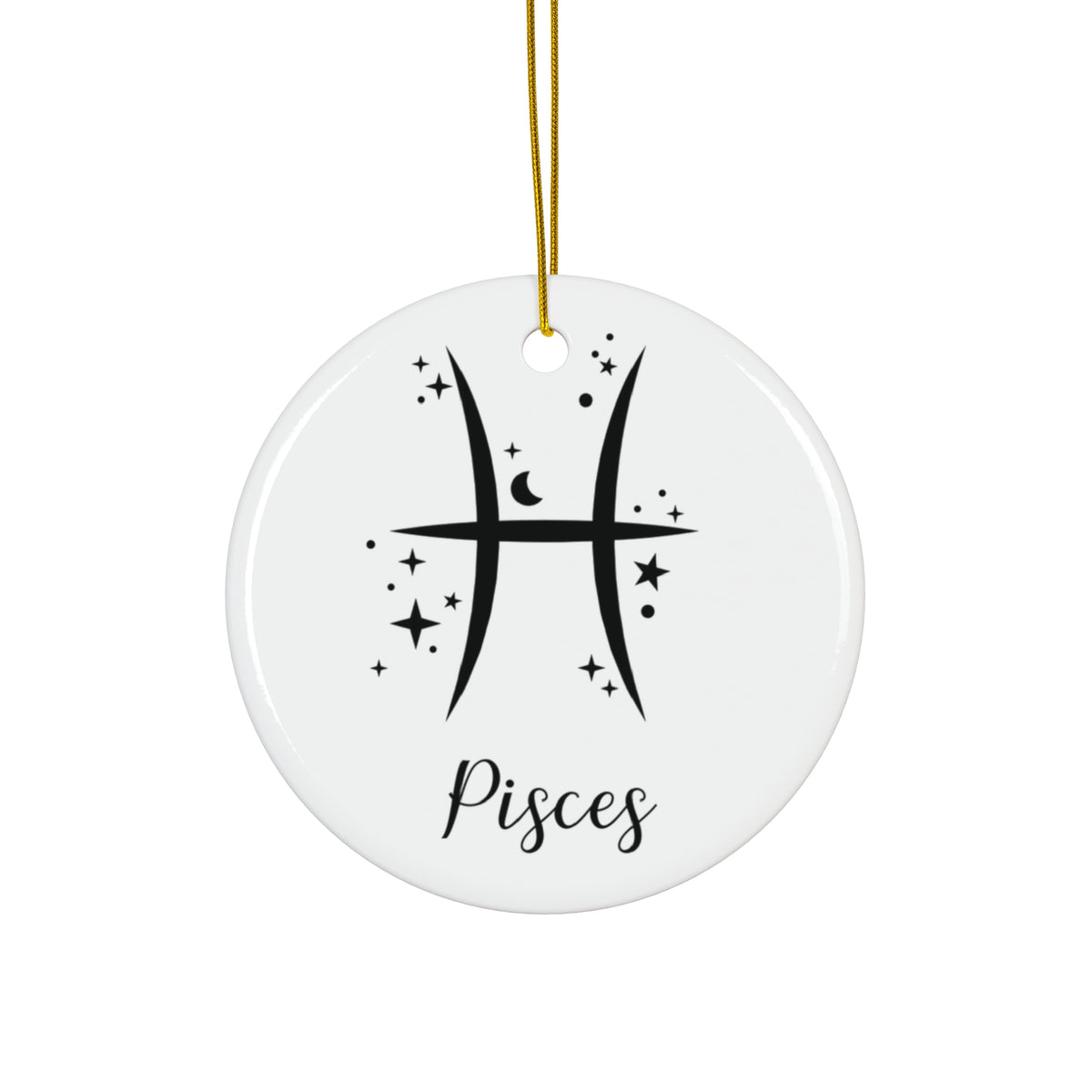 Pisces Ceramic Ornament — Zodiac Star Sign Holiday Decoration