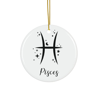 Pisces Ceramic Ornament — Zodiac Star Sign Holiday Decoration