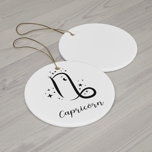 Capricorn Ceramic Ornament — Zodiac Horoscope Holiday Decoration