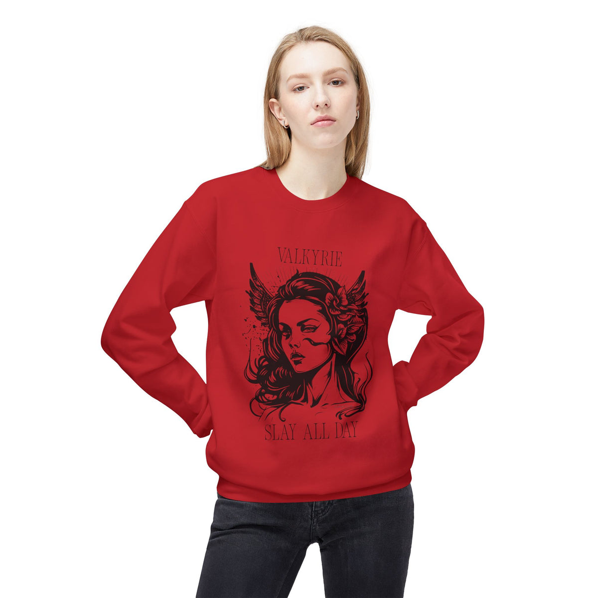 Valkyrie Slay All Day Sweatshirt | Norse Warrior Illustration