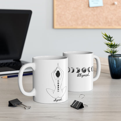 Aligned Moon Phase Ceramic Mug — 11oz & 15oz Astrology Coffee Cup