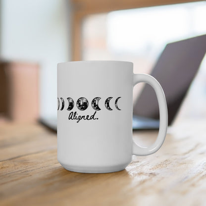 Aligned Moon Phase Ceramic Mug — 11oz & 15oz Astrology Coffee Cup
