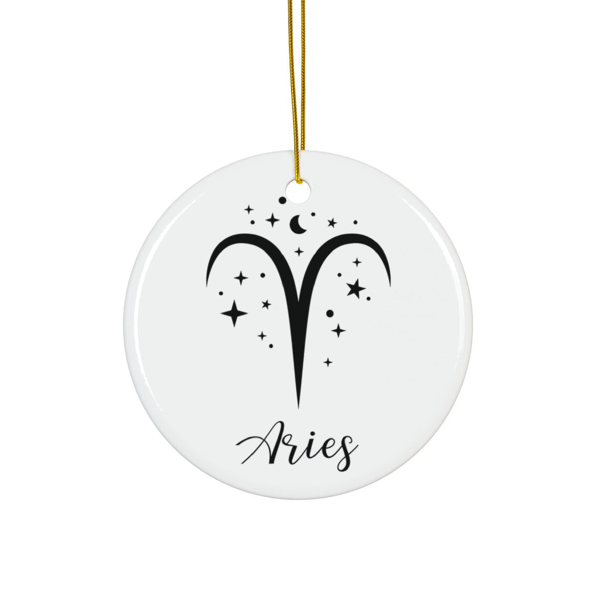 Aries Ceramic Ornament — Zodiac Star Sign Holiday Decoration