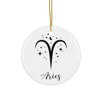 Aries Ceramic Ornament — Zodiac Star Sign Holiday Decoration