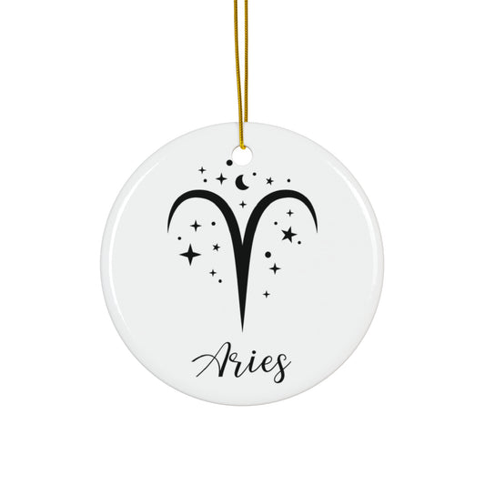 Aries Ceramic Ornament — Zodiac Star Sign Holiday Decoration