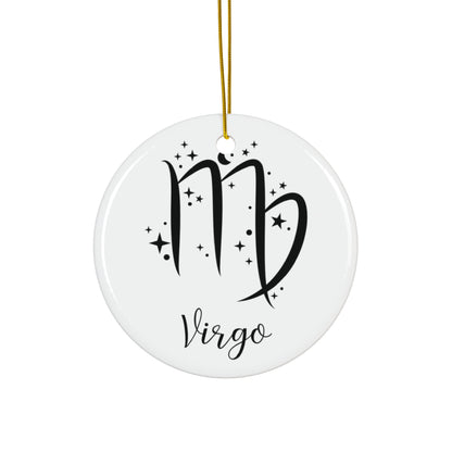 Virgo Zodiac Ceramic Ornament — Round Astrological Holiday Decoration