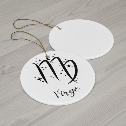 Virgo Zodiac Ceramic Ornament — Round Astrological Holiday Decoration