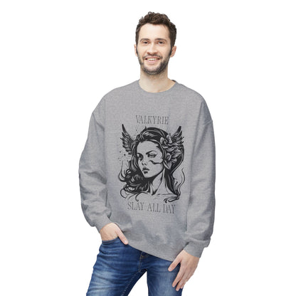 Valkyrie Slay All Day Sweatshirt | Norse Warrior Illustration