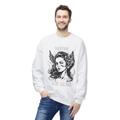 Valkyrie Slay All Day Sweatshirt | Norse Warrior Illustration