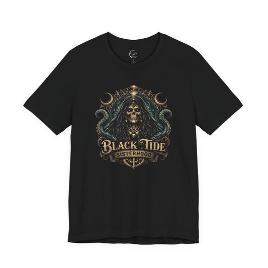 Black Tide Sisterhood Skull Tee — Pirate Skull & Octopus Graphic T-Shirt
