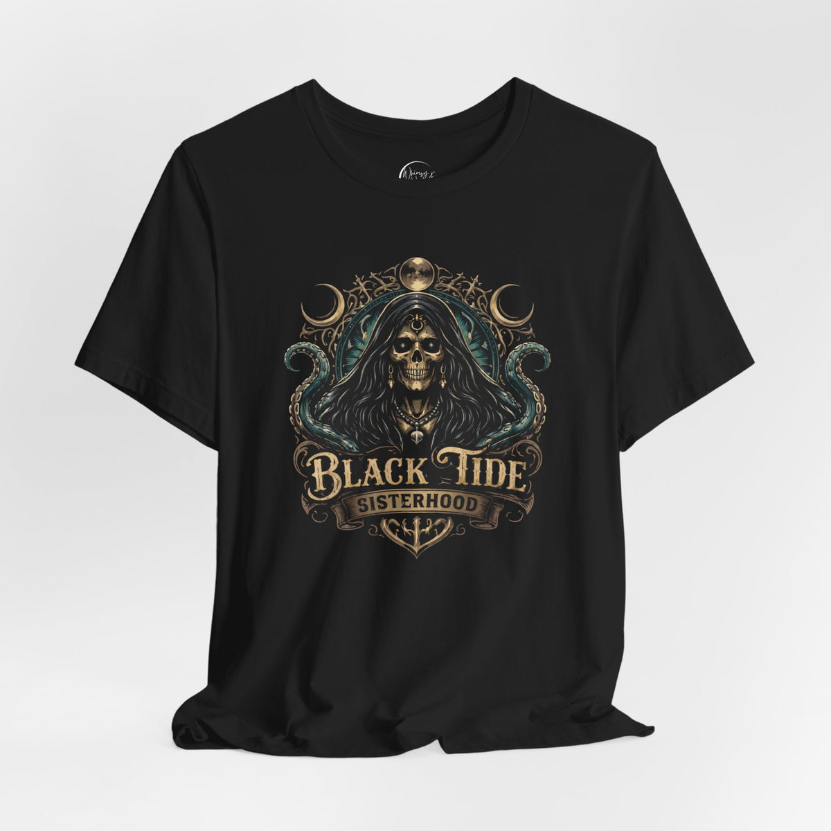 Black Tide Sisterhood Skull Tee — Pirate Skull & Octopus Graphic T-Shirt