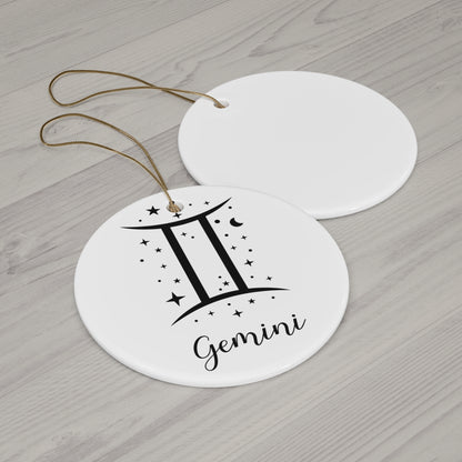 Gemini Zodiac Ceramic Ornament — Astrology Star Sign Holiday Ornament