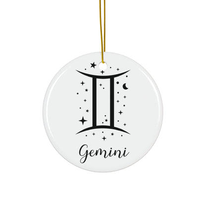 Gemini Zodiac Ceramic Ornament — Astrology Star Sign Holiday Ornament