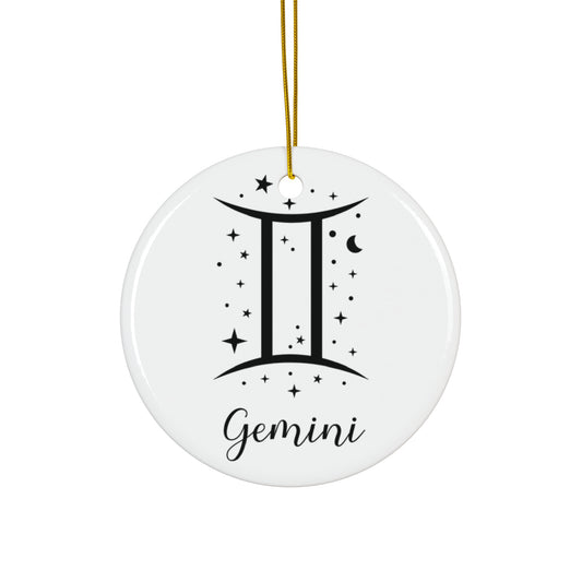 Gemini Zodiac Ceramic Ornament — Astrology Star Sign Holiday Ornament