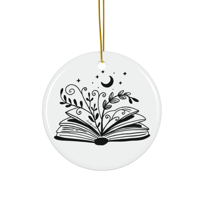 Magical Spellbook Ceramic Ornament — Witchy Holiday Tree Decoration