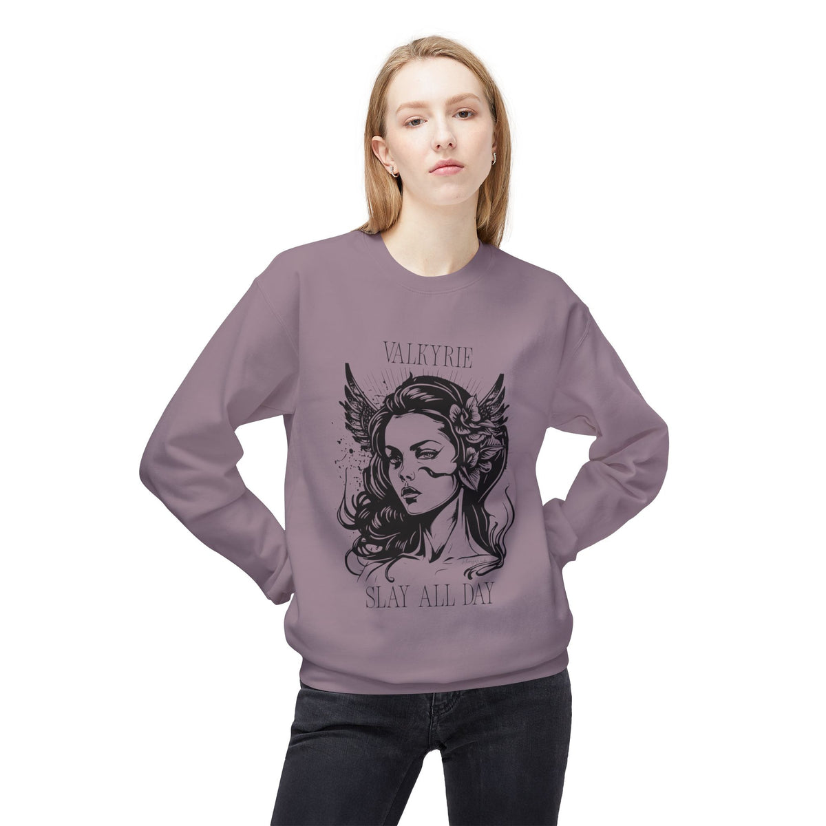 Valkyrie Slay All Day Sweatshirt | Norse Warrior Illustration