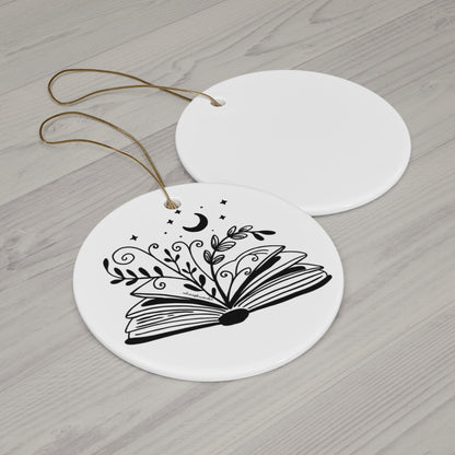 Magical Spellbook Ceramic Ornament — Witchy Holiday Tree Decoration