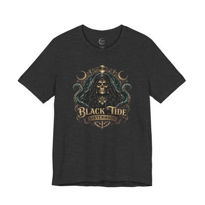 Black Tide Sisterhood Skull Tee — Pirate Skull & Octopus Graphic T-Shirt