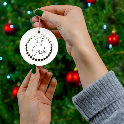 Full Circle moon phase ceramic ornament | Round Christmas ornament