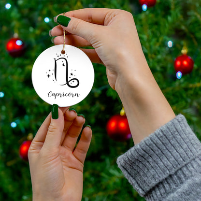 Capricorn Ceramic Ornament — Zodiac Horoscope Holiday Decoration