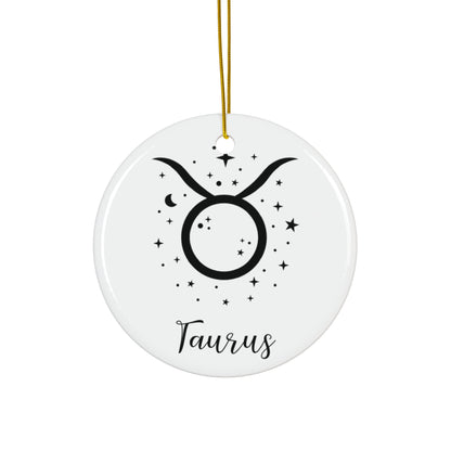 Taurus Zodiac Ceramic Ornament — Astrological Star Sign Holiday Ornament