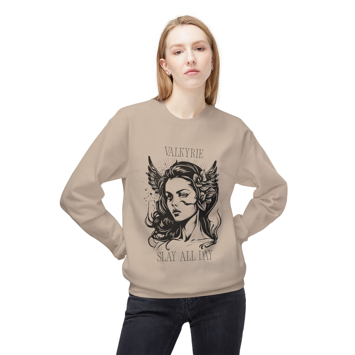 Valkyrie Slay All Day Sweatshirt | Norse Warrior Illustration